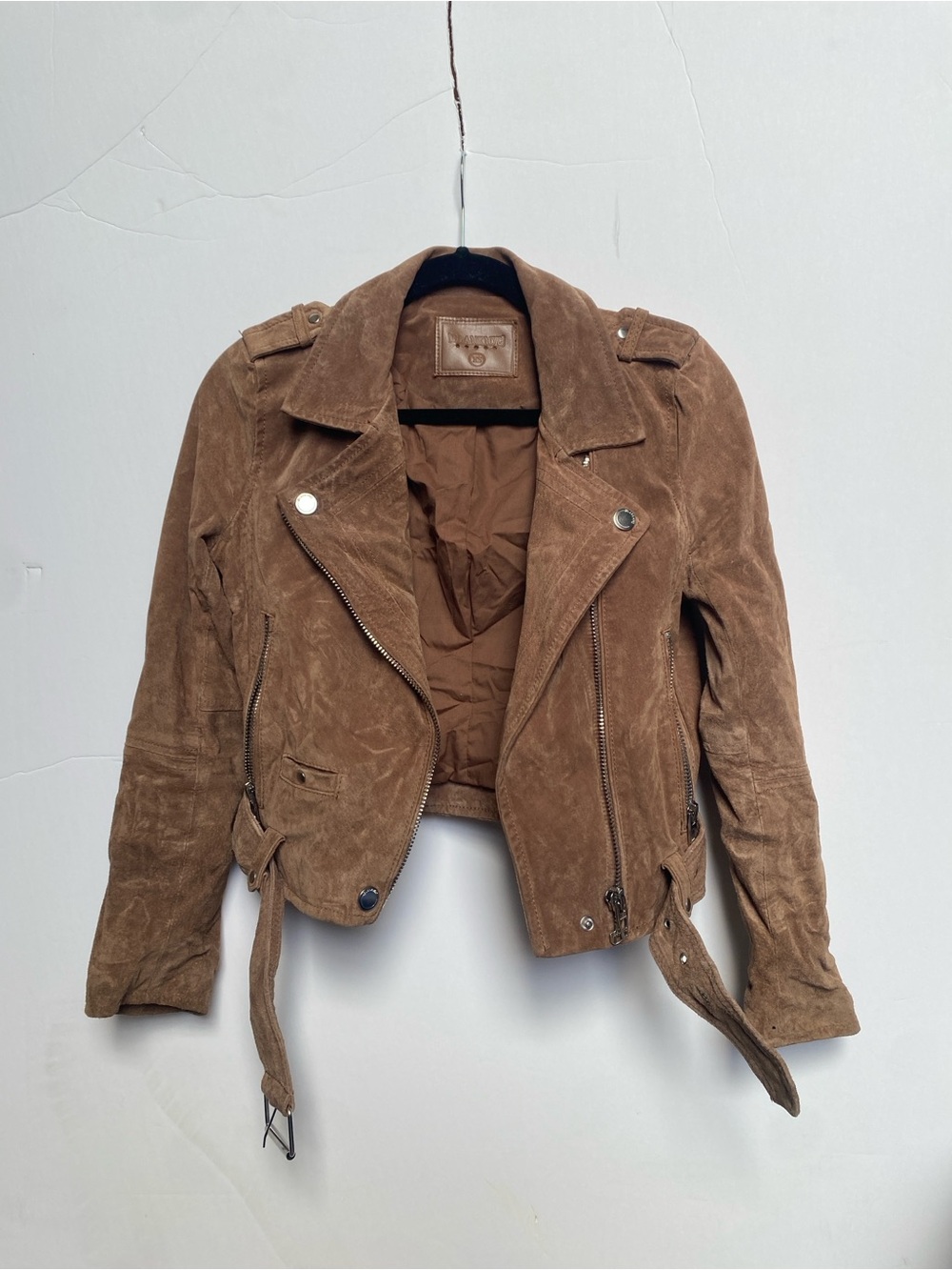 Blank NYC Tan Suede Leather Moto Jacket XS